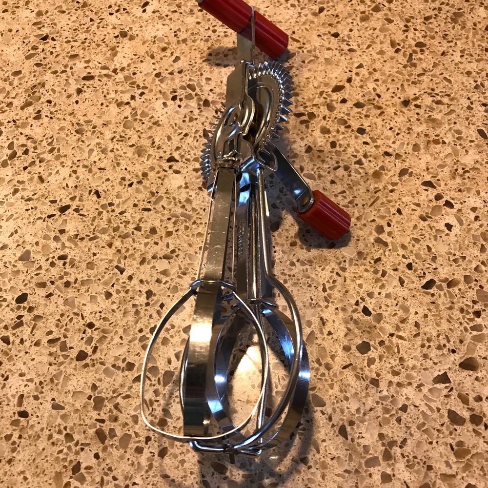 Vintage stainless steel manual hand mixer